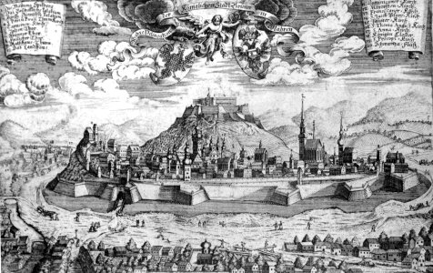 Sketch of Brno in 1700 in Czech Republic