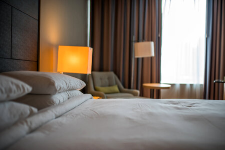 Hotel Bedroom in Evening