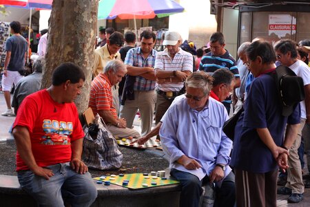 Chilean men in the street in Santiago. photo