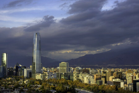 Santiago Skyline with clouds and skyscrapers