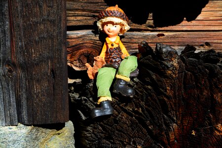 Doll sitting wood photo