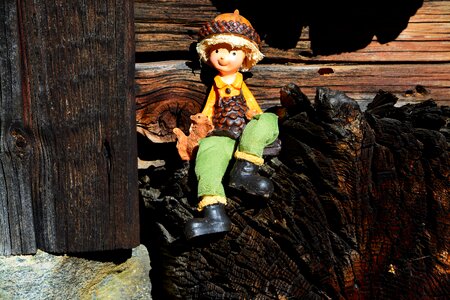 Doll sitting wood