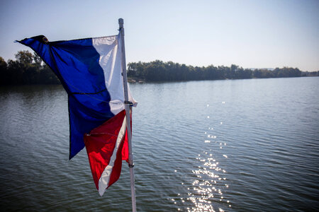 Divers down flags on fish and wildlife boat