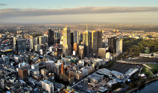 Melbourne Cityview with skyscrapers in Victoria, Australia photo