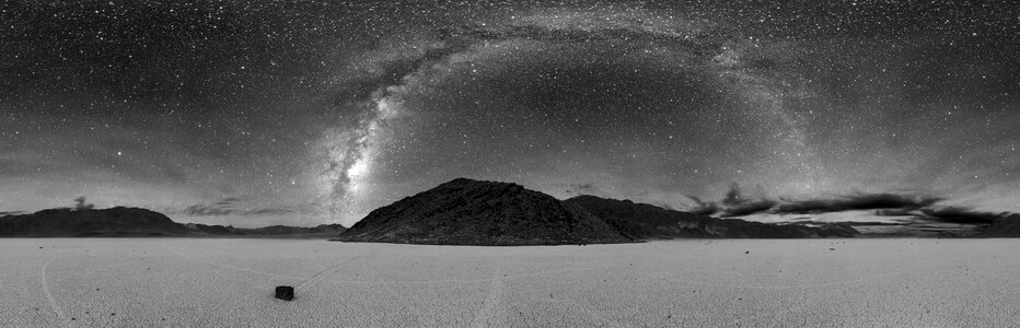 360 degree astrophotography view of Racetrack Playa at Death Valley National Park, Nevada photo