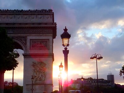 Arc de triomphe sunset paris photo