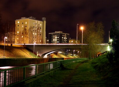 Night View Alakanava bridge in Oulu photo