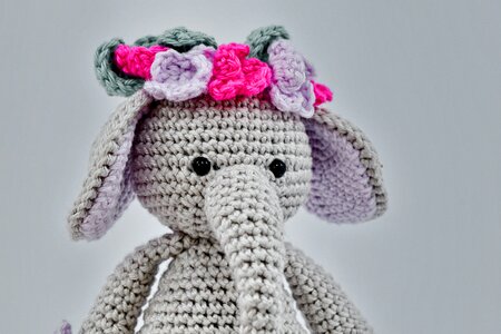 Elephant handmade knitting photo