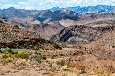 Landscape with rocky mountain ranges in South Africa photo