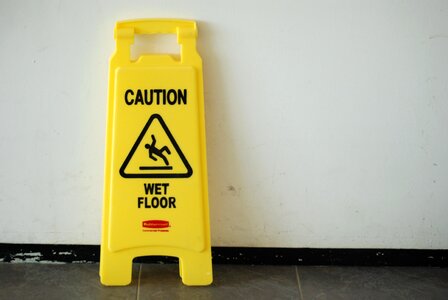 Wet floor caution sign photo