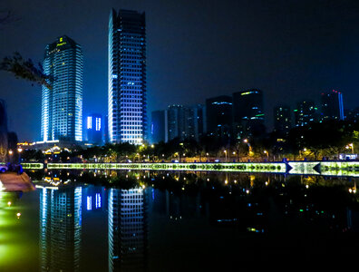 Night Time Buildings and Towers in Chengdu, Sichuan, China