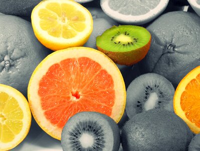 Vitamins orange mixed fruits photo