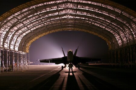 silhouette of Hangar Jet Aircraft