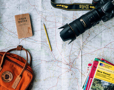 Travel Planning with Map and Camera photo