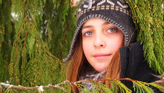 Hat branches green portrait photo