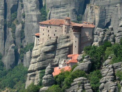Monastery greece rocks photo