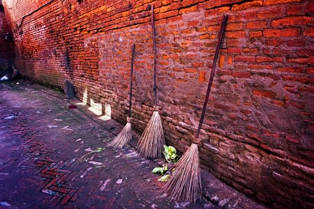 Brick broom daylight photo