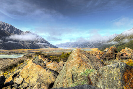 Tasman Valley Landscape in Mount Cook National Park photo