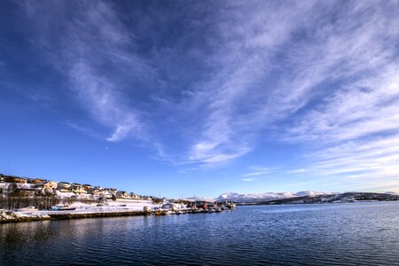 Snow glacial lake blue sky photo
