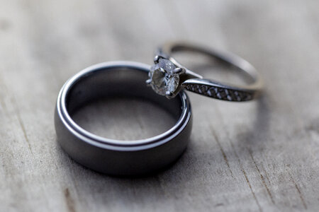 Wedding Rings on Table photo