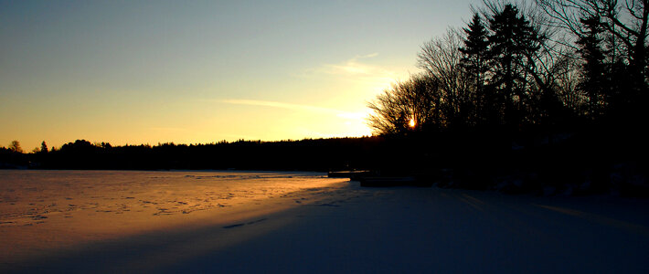 Frozen lake Echo at Sunset in Halifax, Nova Scotia photo