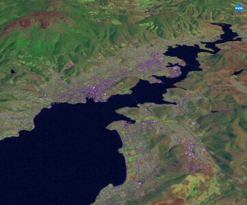 Satellite View of Hobart, Tasmania, Australia photo
