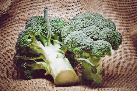 Broccoli on burlap photo