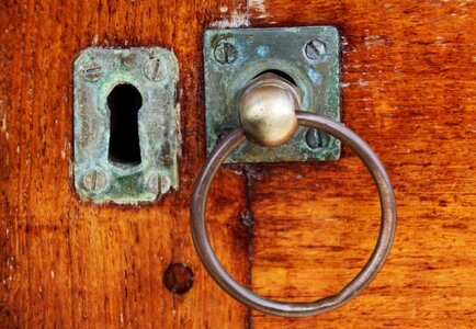 Close to locks to door handle photo