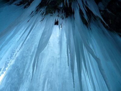 Cave cold stalactites photo