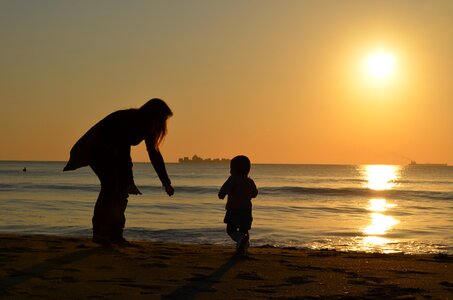 Daughter children sunset