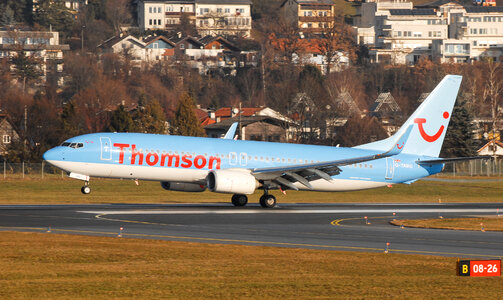 Boeing 737-800 landing at Innsbruck Airport photo