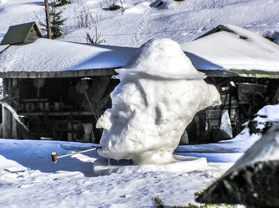 Snow winter the statue of