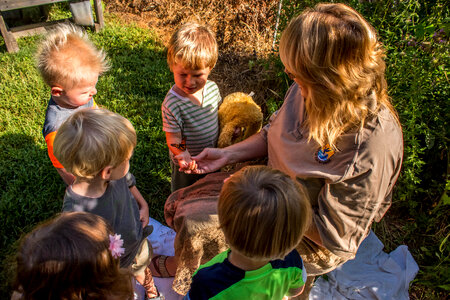 FWS employee showing children a monarch-1