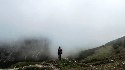 Cold fog hiker photo