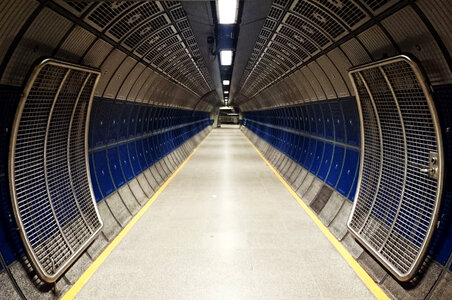 Underpass in a tube train station. London photo