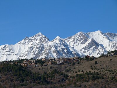 Mountain village hautes alpes panorama