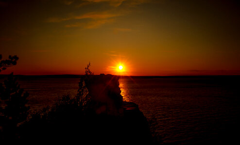 Sunset landscape over lake superior over Miner's Castle photo