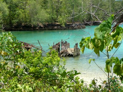 A small shipwreck lies in Palau's inner lagoon photo