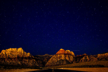 Mountains and Road under the stars photo