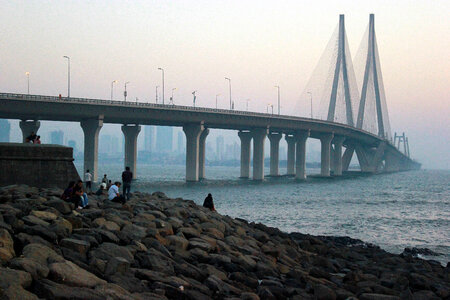 Bandra-Worli Sea Link Suspension Bridge in Mumbai, India photo