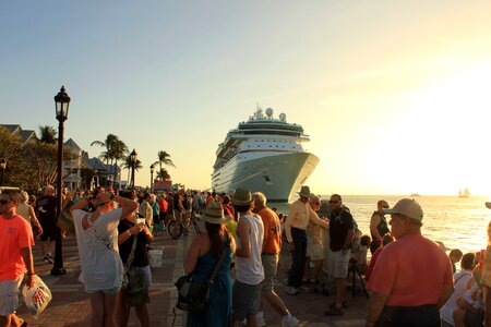 Cruise ship sunset harbor