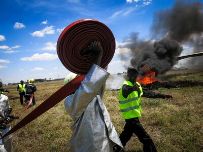 Flames people rescue photo