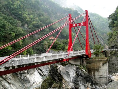 Cimu Bridge in Taroko National Park, Taiwan photo