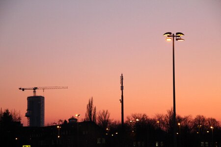 Pink evening sky shining
