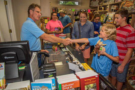 Family at gift shop