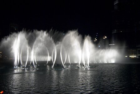Decorative fountains dubai lights photo