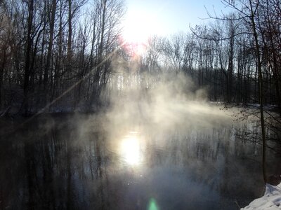 Haze waters pond photo