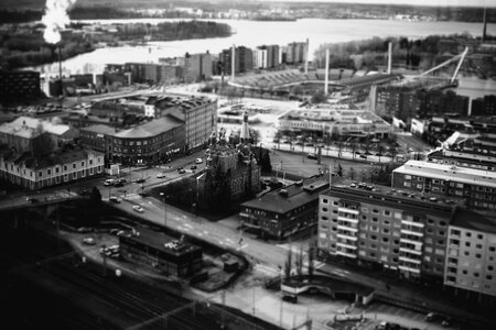 Black and White Cityscape of Tampere, Finland photo