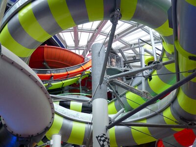 Water park sliding system striped photo