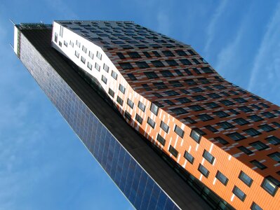 Modern building tower blue sky photo